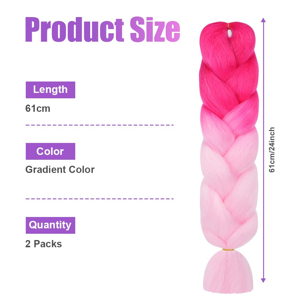 Aomig Rajout Cheveux Tresse, Jumbo Braids Meches, 65cm Extension de Cheveux de Fibre Synthétique pour Crochet Twist Tressage (4 couleurs)