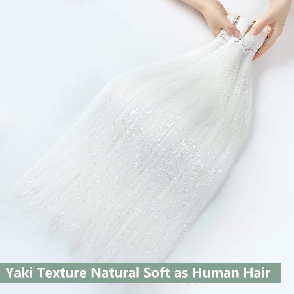 YDDM Meches Pour Tresses Africaine Rose et blanc Rajout Cheveux Tresses Texture Yaki Easy Install pour Debutants 20 Pouces 3 Paquets Cheveux Legers Naturels pour Box Braids Twist Crochet Styles