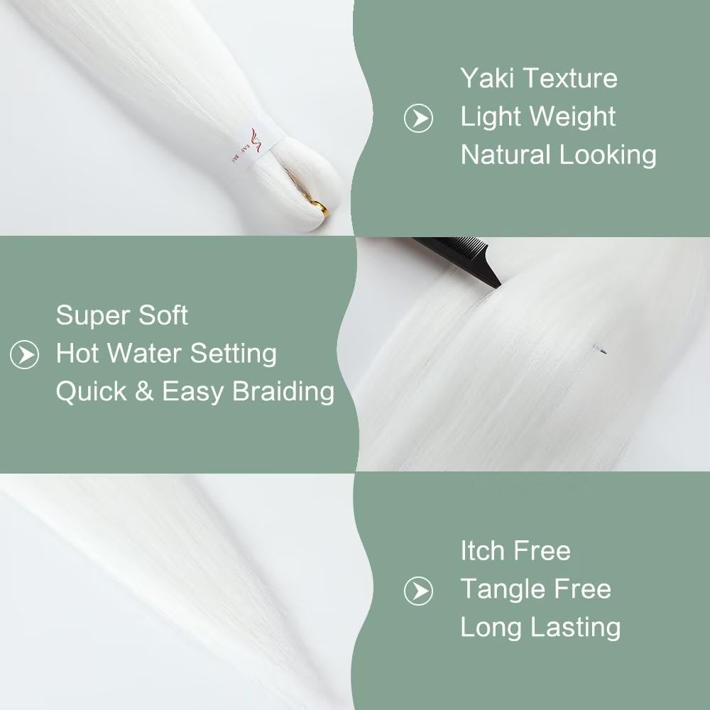 YDDM Meches Pour Tresses Africaine Rose et blanc Rajout Cheveux Tresses Texture Yaki Easy Install pour Debutants 20 Pouces 3 Paquets Cheveux Legers Naturels pour Box Braids Twist Crochet Styles
