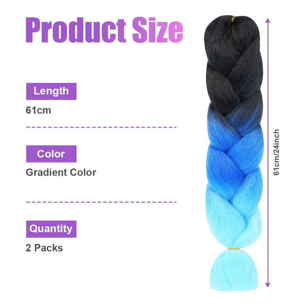 Aomig Rajout Cheveux Tresse, Jumbo Braids Meches, 65cm Extension de Cheveux de Fibre Synthétique pour Crochet Twist Tressage (4 couleurs)