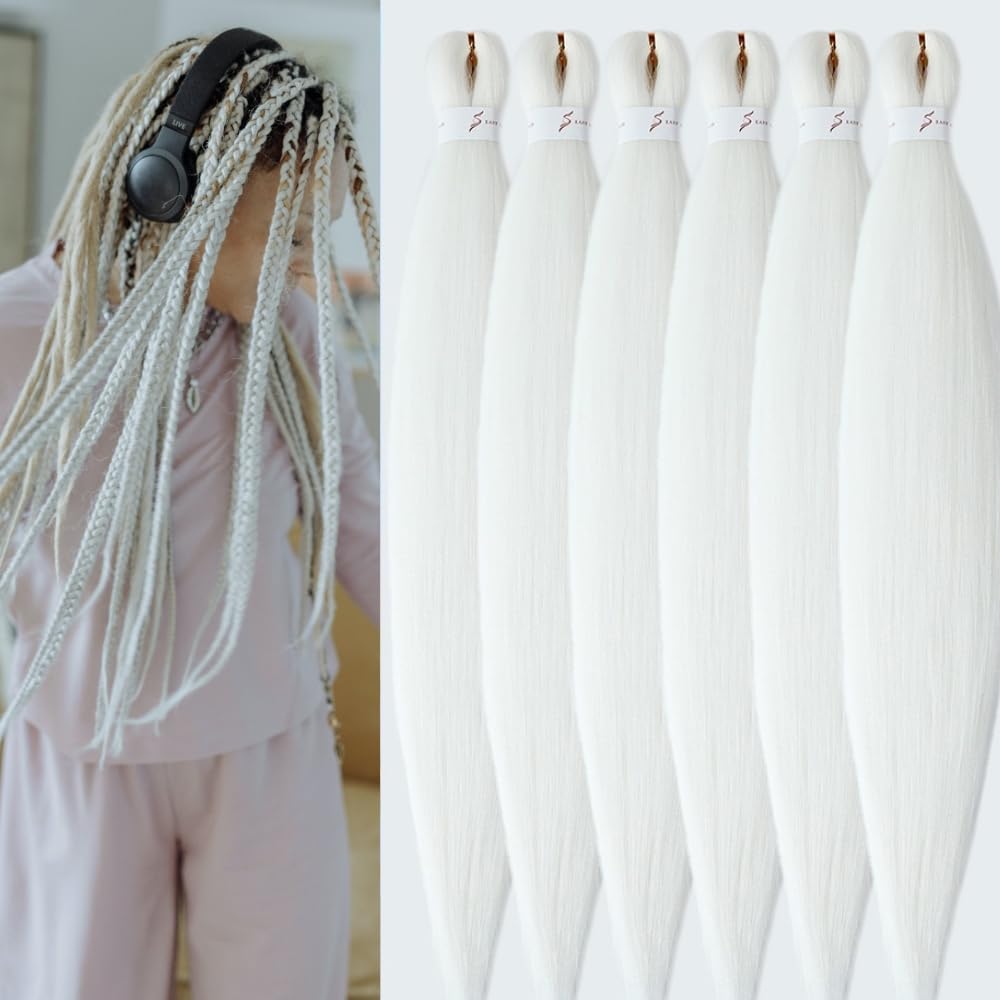 YDDM Meches Pour Tresses Africaine Rose et blanc Rajout Cheveux Tresses Texture Yaki Easy Install pour Debutants 20 Pouces 3 Paquets Cheveux Legers Naturels pour Box Braids Twist Crochet Styles
