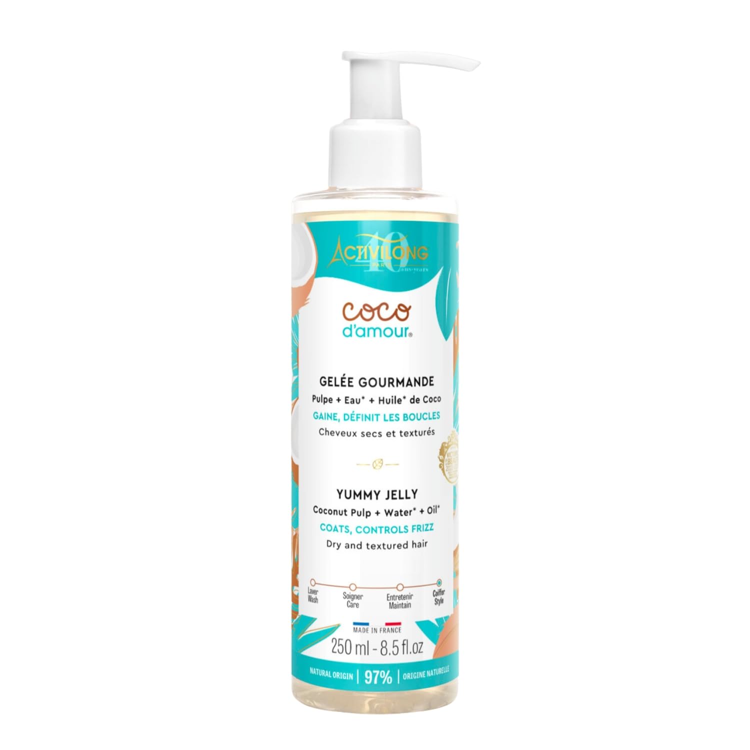ACTIVILONG - Brume Légère Coco D'Amour - Sans Rinçage - Cheveux Texturés - Rafraîchit, Hydrate - 98% D'Ingrédients Naturels - Made in France - 260ml