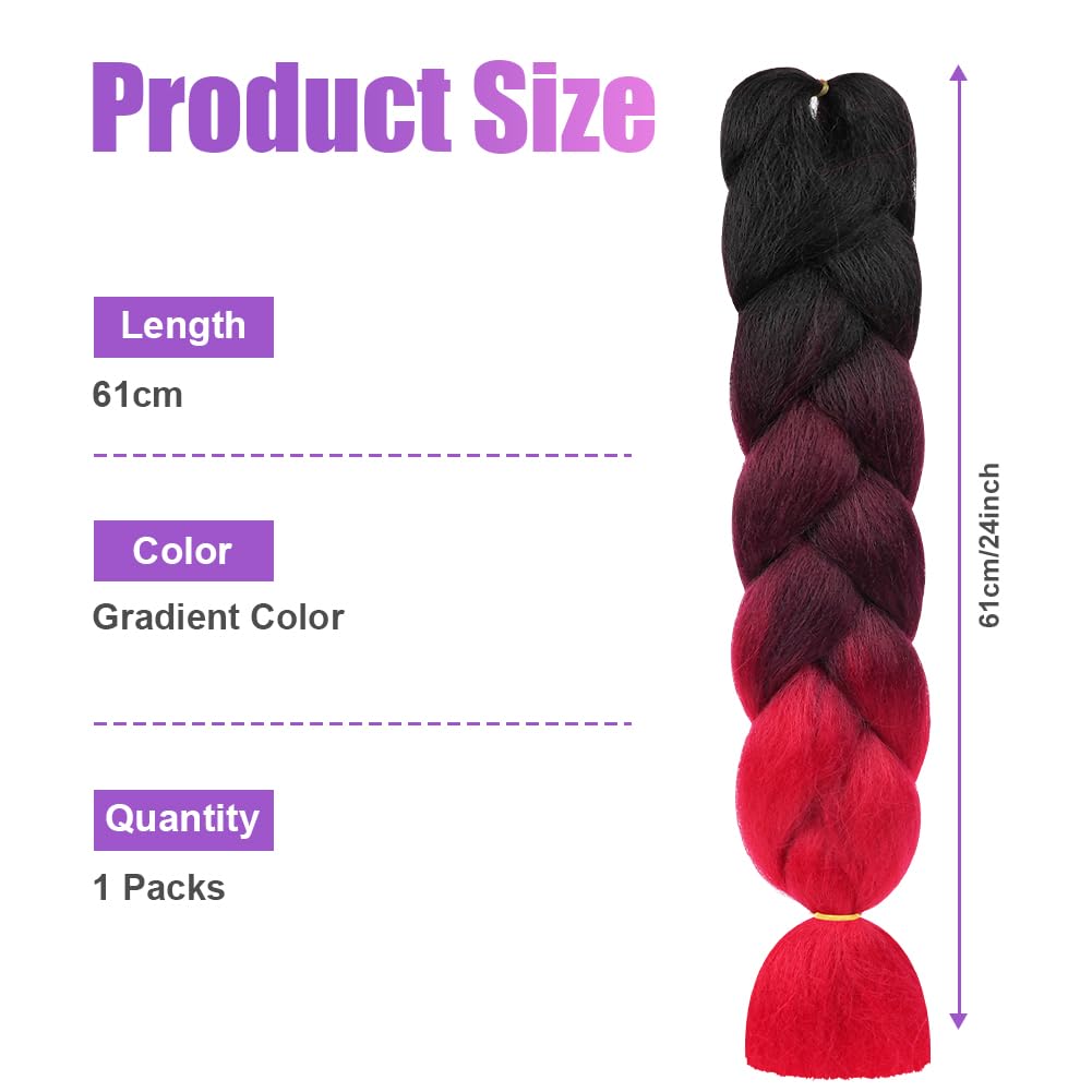 Aomig Rajout Cheveux Tresse, Jumbo Braids Meches, 65cm Extension de Cheveux de Fibre Synthétique pour Crochet Twist Tressage (4 couleurs)