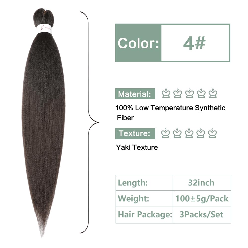 YDDM Meches Pour Tresses Africaine Rose et blanc Rajout Cheveux Tresses Texture Yaki Easy Install pour Debutants 20 Pouces 3 Paquets Cheveux Legers Naturels pour Box Braids Twist Crochet Styles