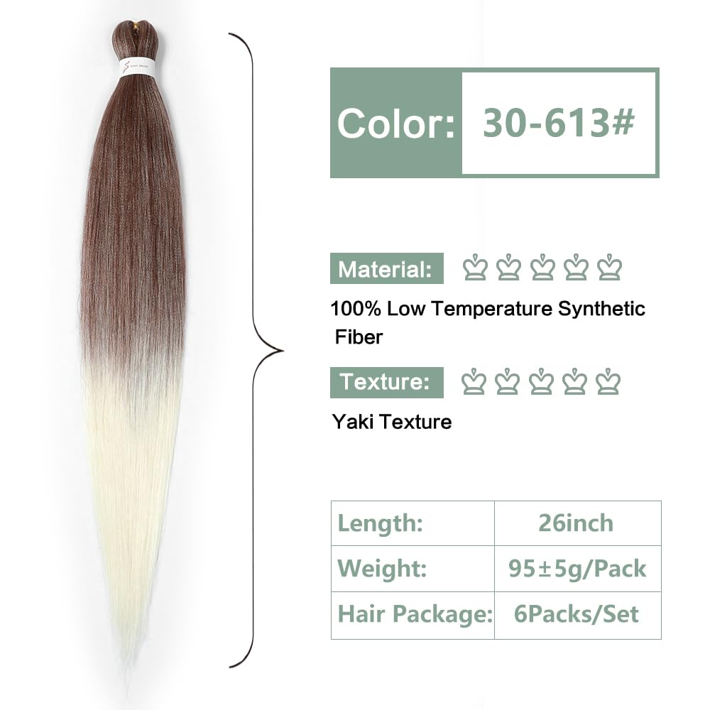 YDDM Meches Pour Tresses Africaine Rose et blanc Rajout Cheveux Tresses Texture Yaki Easy Install pour Debutants 20 Pouces 3 Paquets Cheveux Legers Naturels pour Box Braids Twist Crochet Styles