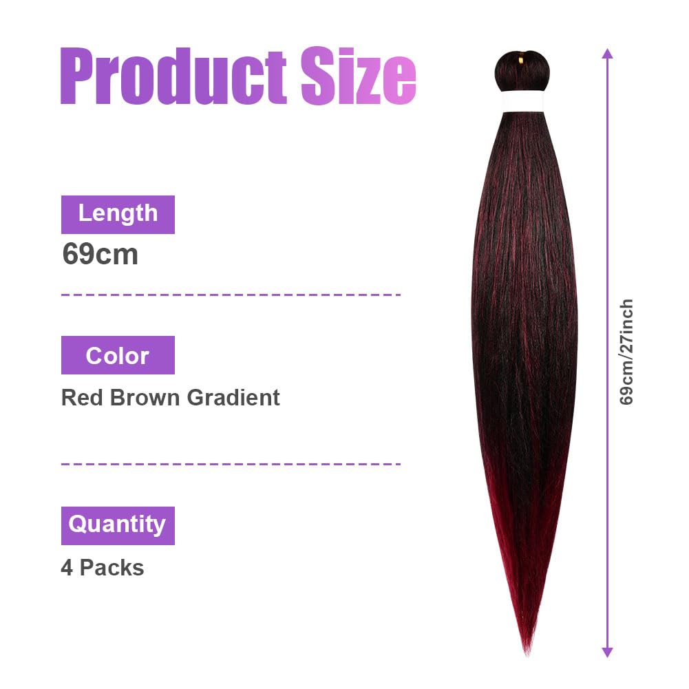 Aomig Rajout Cheveux Tresse, Jumbo Braids Meches, 65cm Extension de Cheveux de Fibre Synthétique pour Crochet Twist Tressage (4 couleurs)