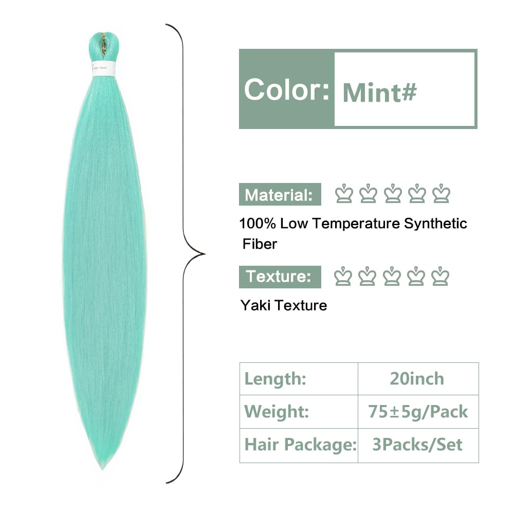 YDDM Meches Pour Tresses Africaine Rose et blanc Rajout Cheveux Tresses Texture Yaki Easy Install pour Debutants 20 Pouces 3 Paquets Cheveux Legers Naturels pour Box Braids Twist Crochet Styles