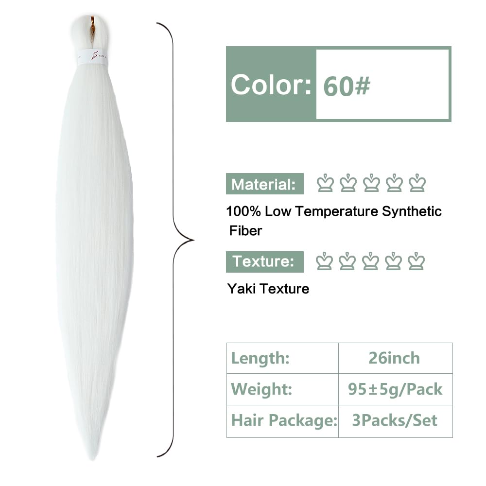 YDDM Meches Pour Tresses Africaine Rose et blanc Rajout Cheveux Tresses Texture Yaki Easy Install pour Debutants 20 Pouces 3 Paquets Cheveux Legers Naturels pour Box Braids Twist Crochet Styles