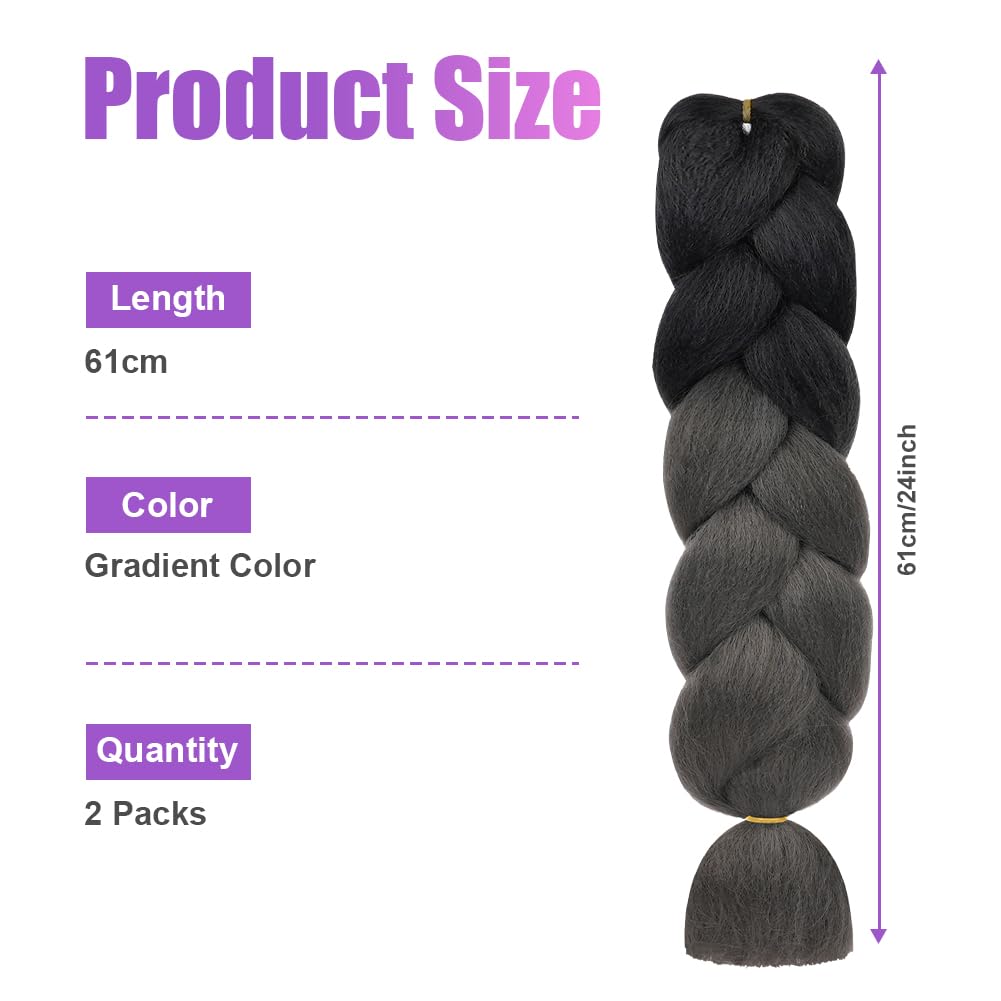 Aomig Rajout Cheveux Tresse, Jumbo Braids Meches, 65cm Extension de Cheveux de Fibre Synthétique pour Crochet Twist Tressage (4 couleurs)