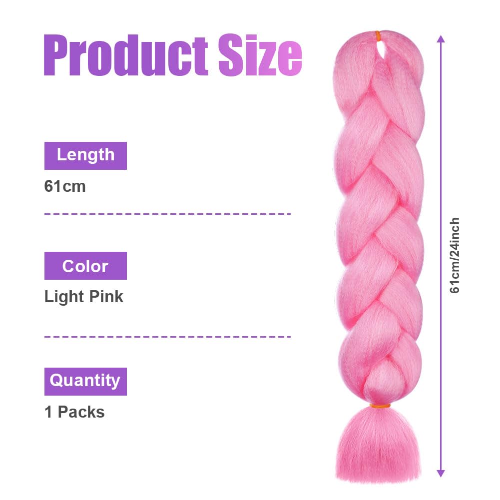 Aomig Rajout Cheveux Tresse, Jumbo Braids Meches, 65cm Extension de Cheveux de Fibre Synthétique pour Crochet Twist Tressage (4 couleurs)