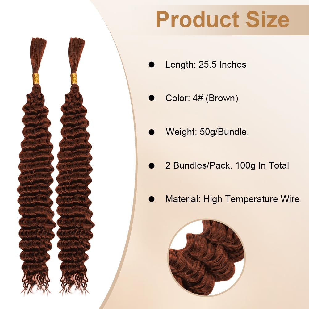Aomig Cheveux Crochetés Tresses de Bohème, 2PACK/65CM Paquets de Bulk Cheveux Tressés Deep Wave Deep Twist, Meches pour Tresses Africaine, Braids Tissage Synthétique Bresilien (65cm,Noir)
