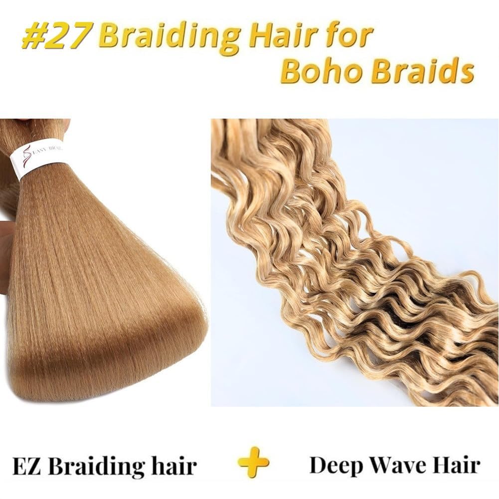 Bouclé Braiding Hair For Boho Braids Meches Rajout Cheveux Tresses For Bohemian Braids Pré-Étirés Meches Pour Tresses Africaine Meche Naturelle Pour Tresse（#Brown ，Total De 6 Packs) ）