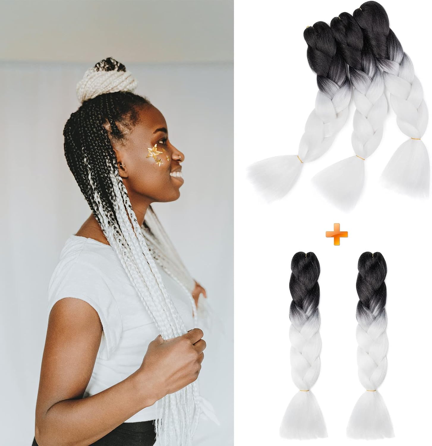 24" Meches pour Tresses Africaine Braids Meches Tresse Cheveux Rajout Cheveux Tressage 1 Paquet Crochet Braids Extension de Cheveux Afro pour Tresse Ombre Synthétiques (Rose)