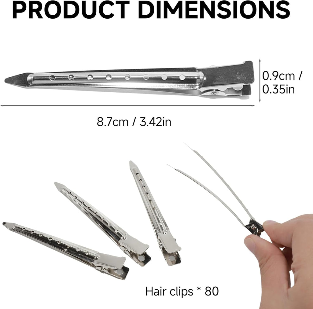 Lot de 90 pinces à cheveux en métal argenté de 9 cm pour coiffure, pinces crocodiles professionnelles