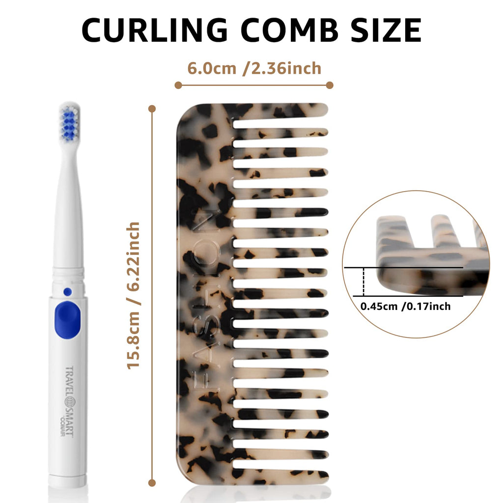 Peigne Démêloir Grosse Dent Large Brosse Cheveux Bouclés Résistant à la Chaleur Peignes Antistatiques en Fibre pour Cheveux Longs Mouillés ou Bouclés pour Femmes Enfants Barbier (Marron/Blanc)