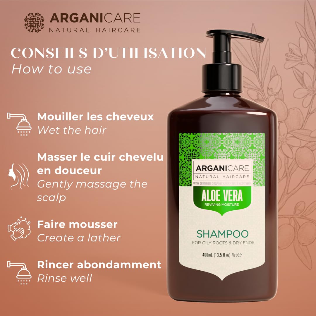 ARGANICARE Shampooing Régénérant Fortifiant Biotine & Huile d’Argan – Vitalité, Nutrition et Résistance – Renforce la Fibre Capillaire – Cheveux Fragilisés et Ternes – 400 mL