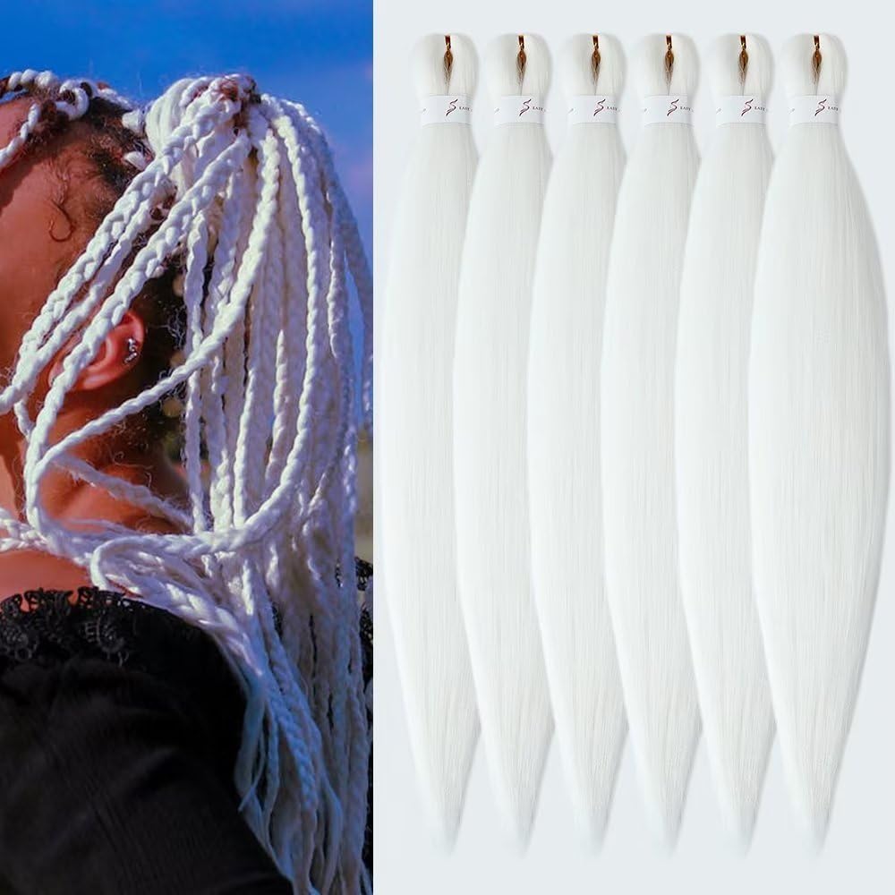 YDDM Meches Pour Tresses Africaine Rose et blanc Rajout Cheveux Tresses Texture Yaki Easy Install pour Debutants 20 Pouces 3 Paquets Cheveux Legers Naturels pour Box Braids Twist Crochet Styles