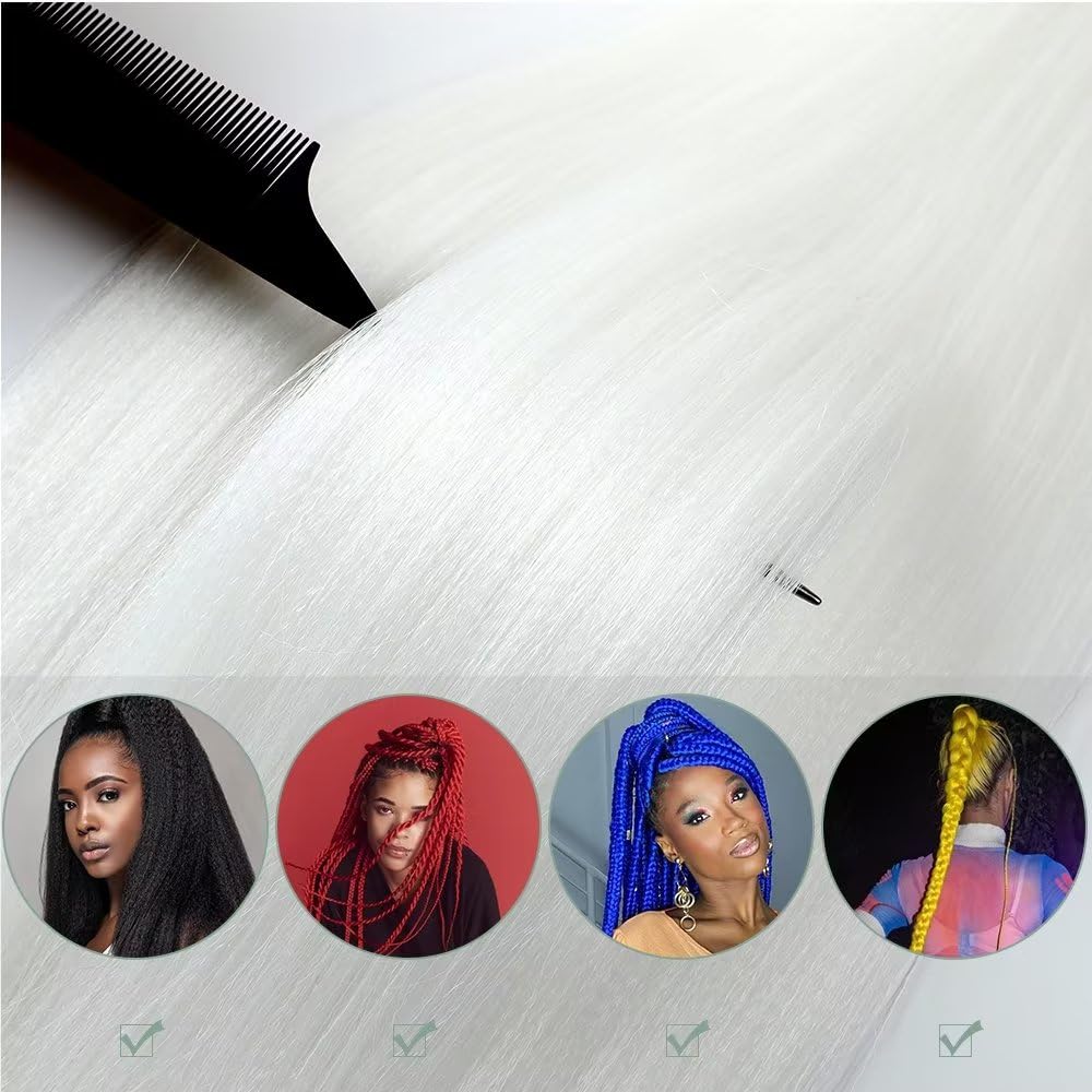 YDDM Meches Pour Tresses Africaine Rose et blanc Rajout Cheveux Tresses Texture Yaki Easy Install pour Debutants 20 Pouces 3 Paquets Cheveux Legers Naturels pour Box Braids Twist Crochet Styles