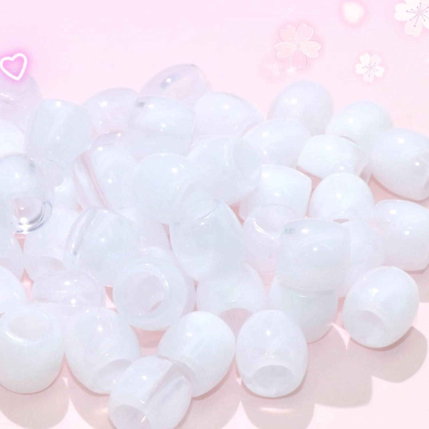 50PCS Perles à Cheveux Transparentes pour Tresses, Grosses Perles en Acrylique, Accessoires pour Dreadlocks, Bijoux pour Cheveux pour Enfants Filles avec Aide à