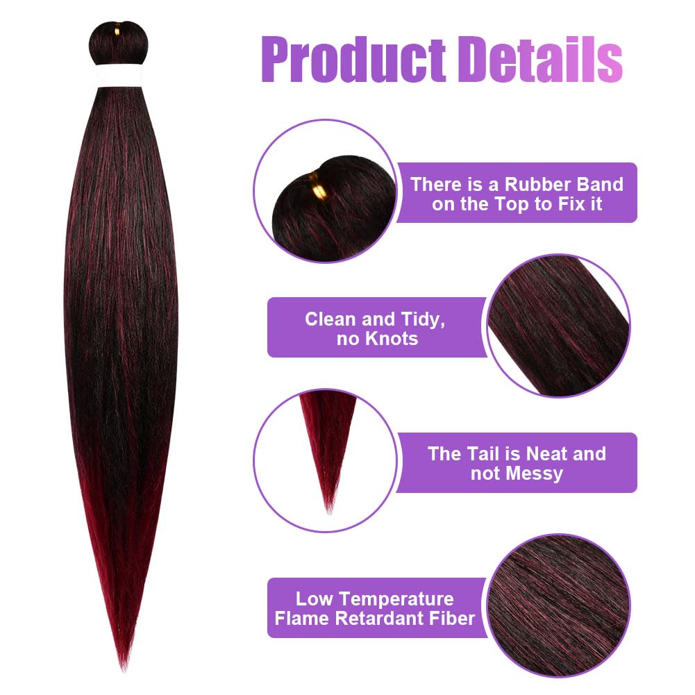 Aomig Rajout Cheveux Tresse, Jumbo Braids Meches, 65cm Extension de Cheveux de Fibre Synthétique pour Crochet Twist Tressage (4 couleurs)