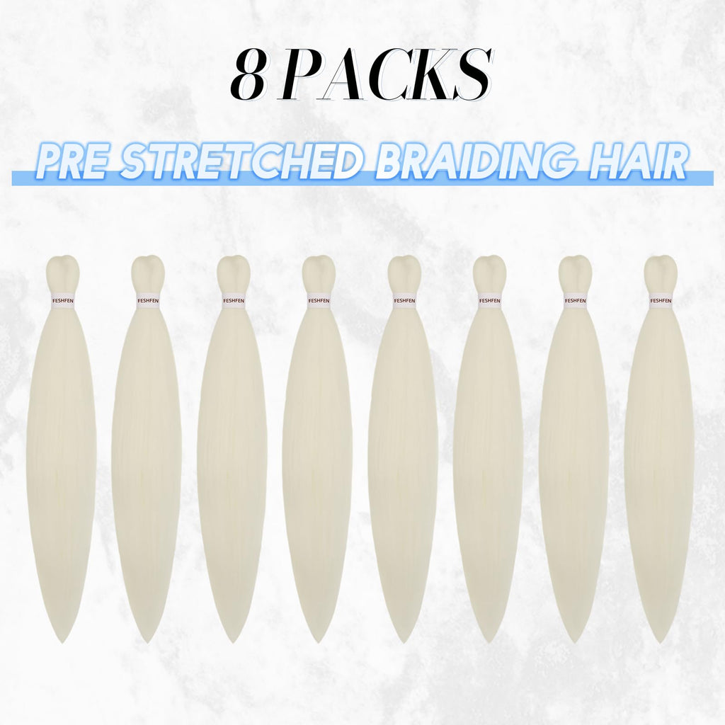 FESHFEN Meches pour Tresses Africaine Rajout Cheveux Tresses Pré étiré Tressage Braiding Hair Synthétiques Yaki 8 Packs Hair Braids Extensions de cheveux pour Femme 65cm Noir cassé à Auburn clair