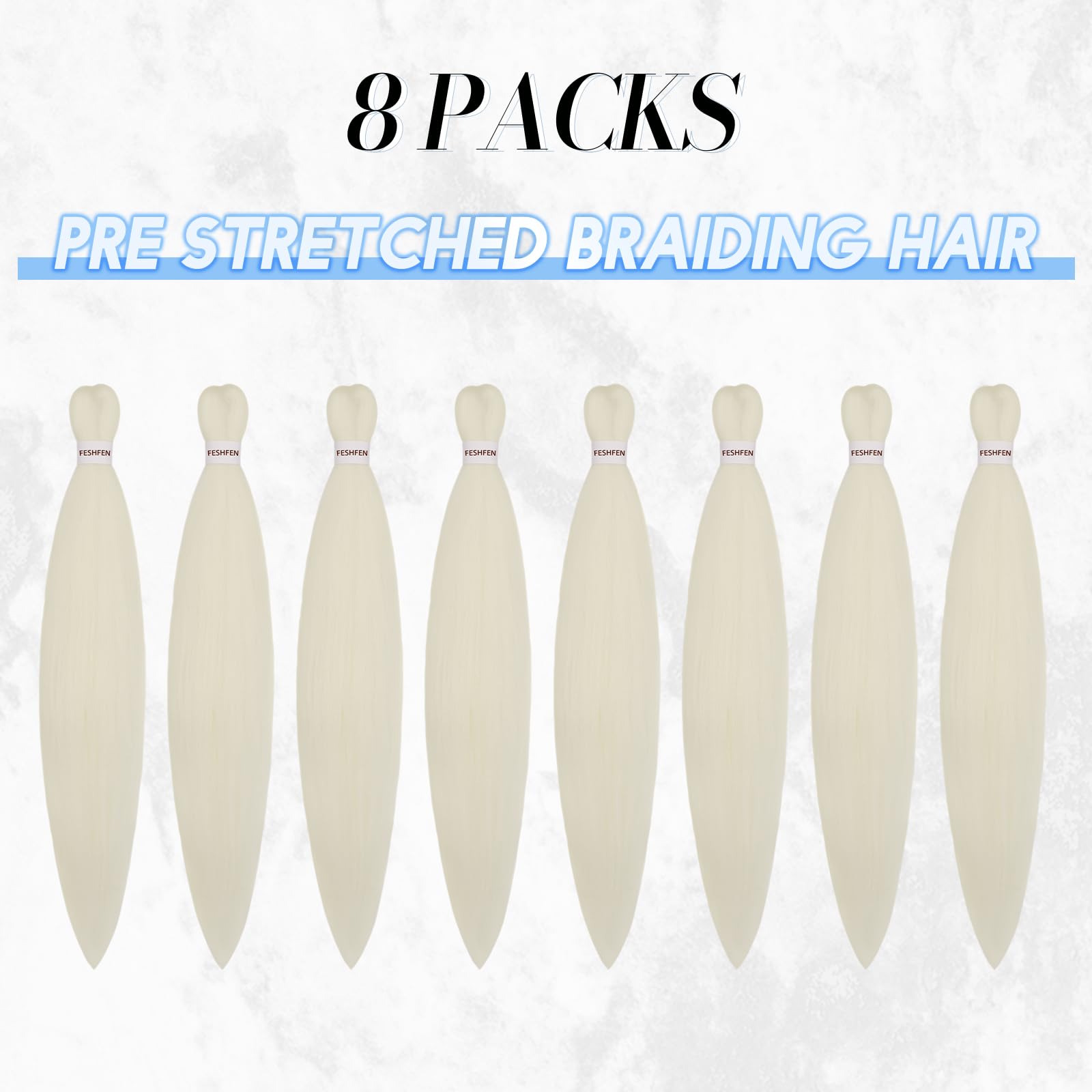 FESHFEN Meches pour Tresses Africaine Rajout Cheveux Tresses Pré étiré Tressage Braiding Hair Synthétiques Yaki 8 Packs Hair Braids Extensions de cheveux pour Femme 65cm Noir cassé à Auburn clair