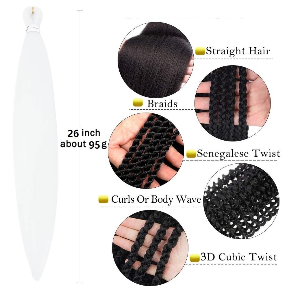 Bouclé Braiding Hair For Boho Braids Meches Rajout Cheveux Tresses For Bohemian Braids Pré-Étirés Meches Pour Tresses Africaine Meche Naturelle Pour Tresse（#Brown ，Total De 6 Packs) ）