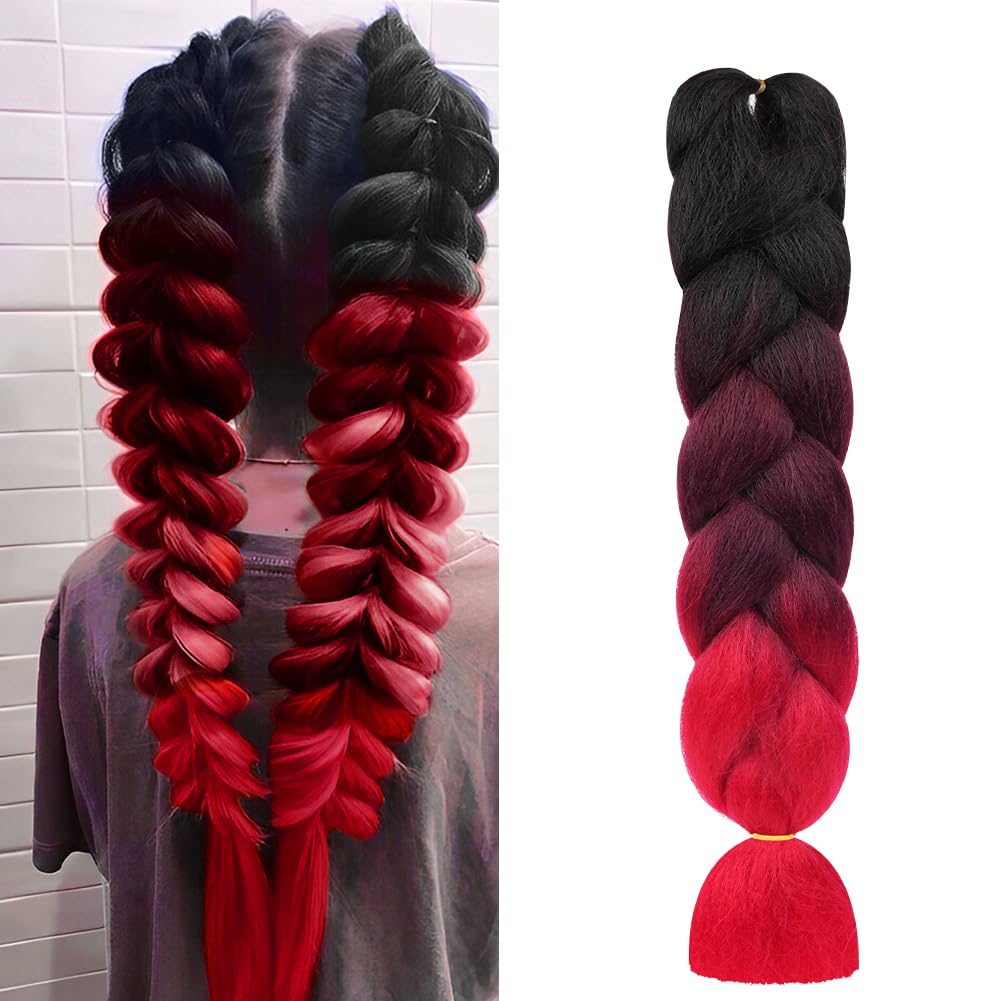 Aomig Rajout Cheveux Tresse, Jumbo Braids Meches, 65cm Extension de Cheveux de Fibre Synthétique pour Crochet Twist Tressage (4 couleurs)