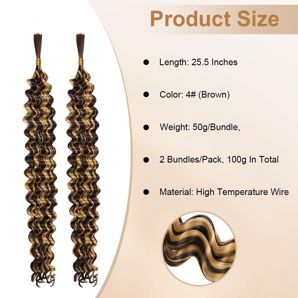 Aomig Cheveux Crochetés Tresses de Bohème, 2PACK/65CM Paquets de Bulk Cheveux Tressés Deep Wave Deep Twist, Meches pour Tresses Africaine, Braids Tissage Synthétique Bresilien (65cm,Noir)