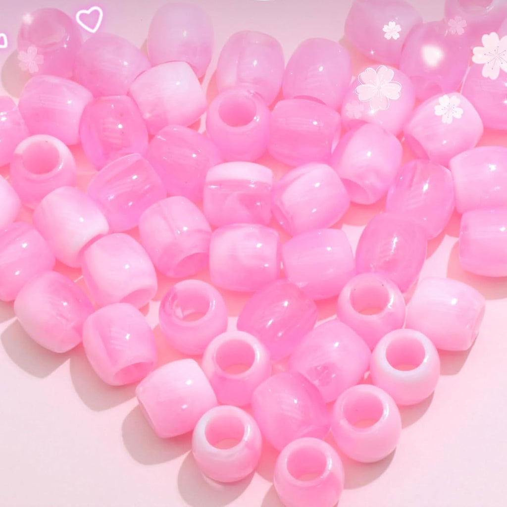 50PCS Perles à Cheveux Transparentes pour Tresses, Grosses Perles en Acrylique, Accessoires pour Dreadlocks, Bijoux pour Cheveux pour Enfants Filles avec Aide à