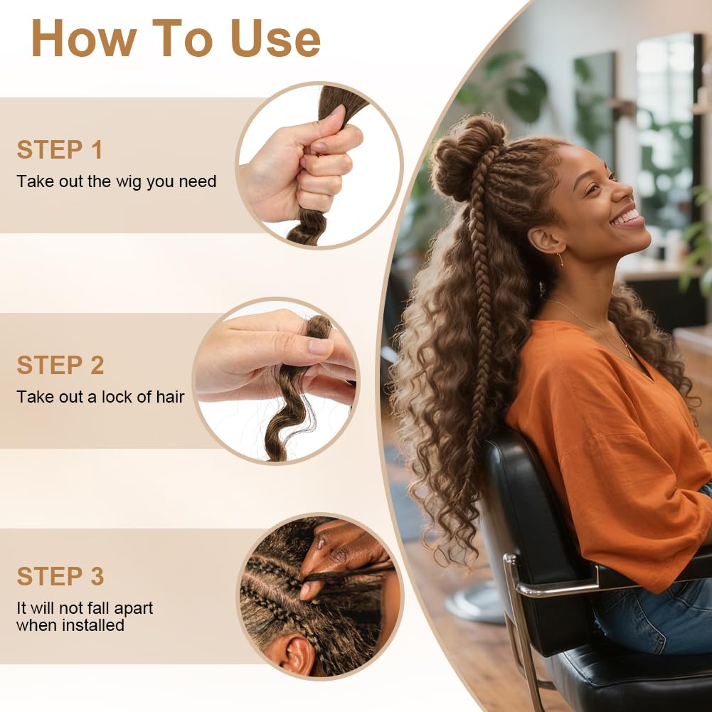 Aomig Cheveux Crochetés Tresses de Bohème, 2PACK/65CM Paquets de Bulk Cheveux Tressés Deep Wave Deep Twist, Meches pour Tresses Africaine, Braids Tissage Synthétique Bresilien (65cm,Noir)
