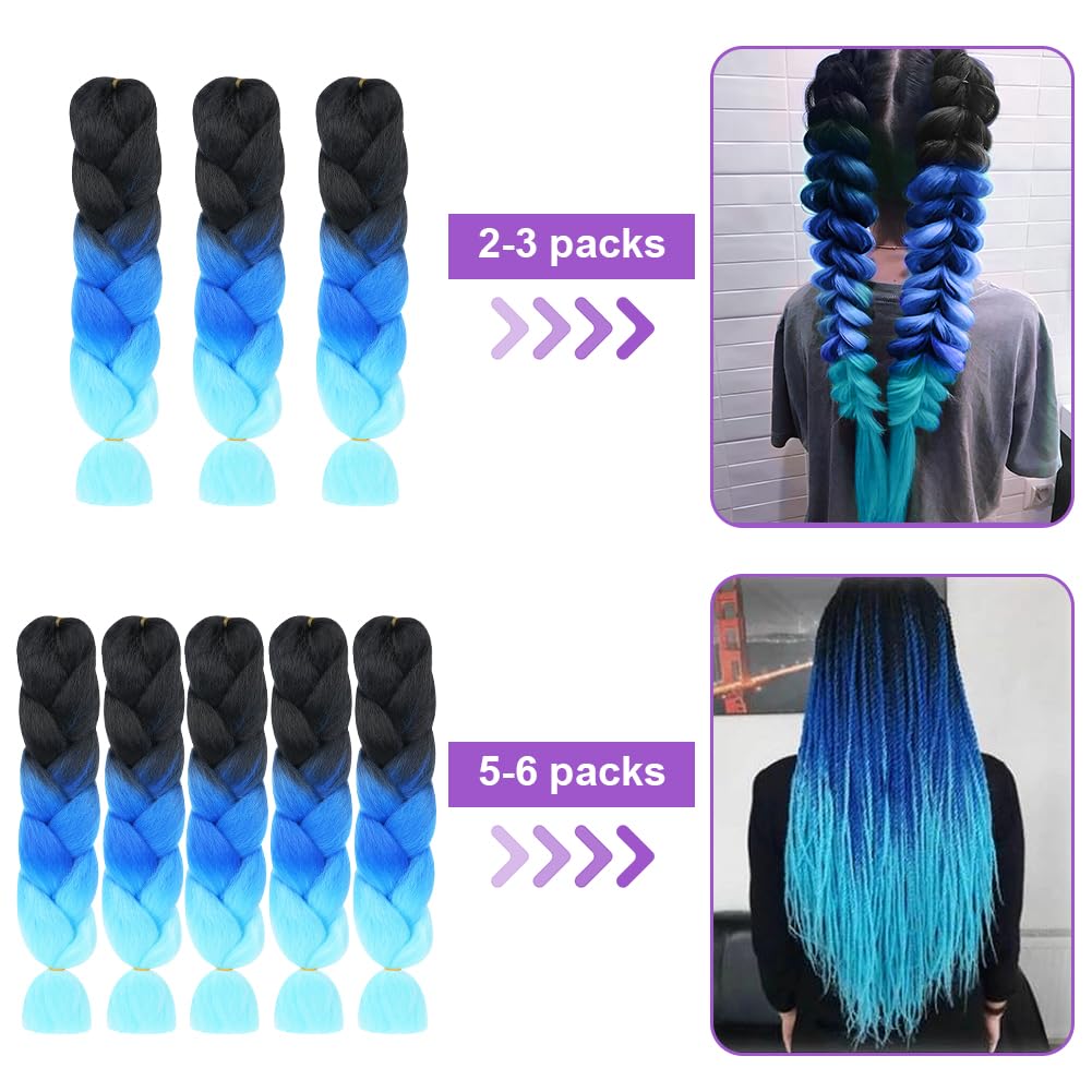 Aomig Rajout Cheveux Tresse, Jumbo Braids Meches, 65cm Extension de Cheveux de Fibre Synthétique pour Crochet Twist Tressage (4 couleurs)