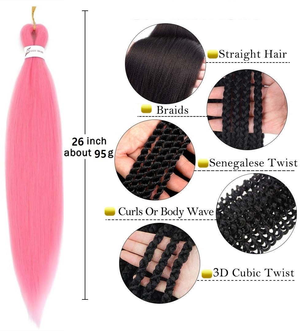 Bouclé Braiding Hair For Boho Braids Meches Rajout Cheveux Tresses For Bohemian Braids Pré-Étirés Meches Pour Tresses Africaine Meche Naturelle Pour Tresse（#Brown ，Total De 6 Packs) ）