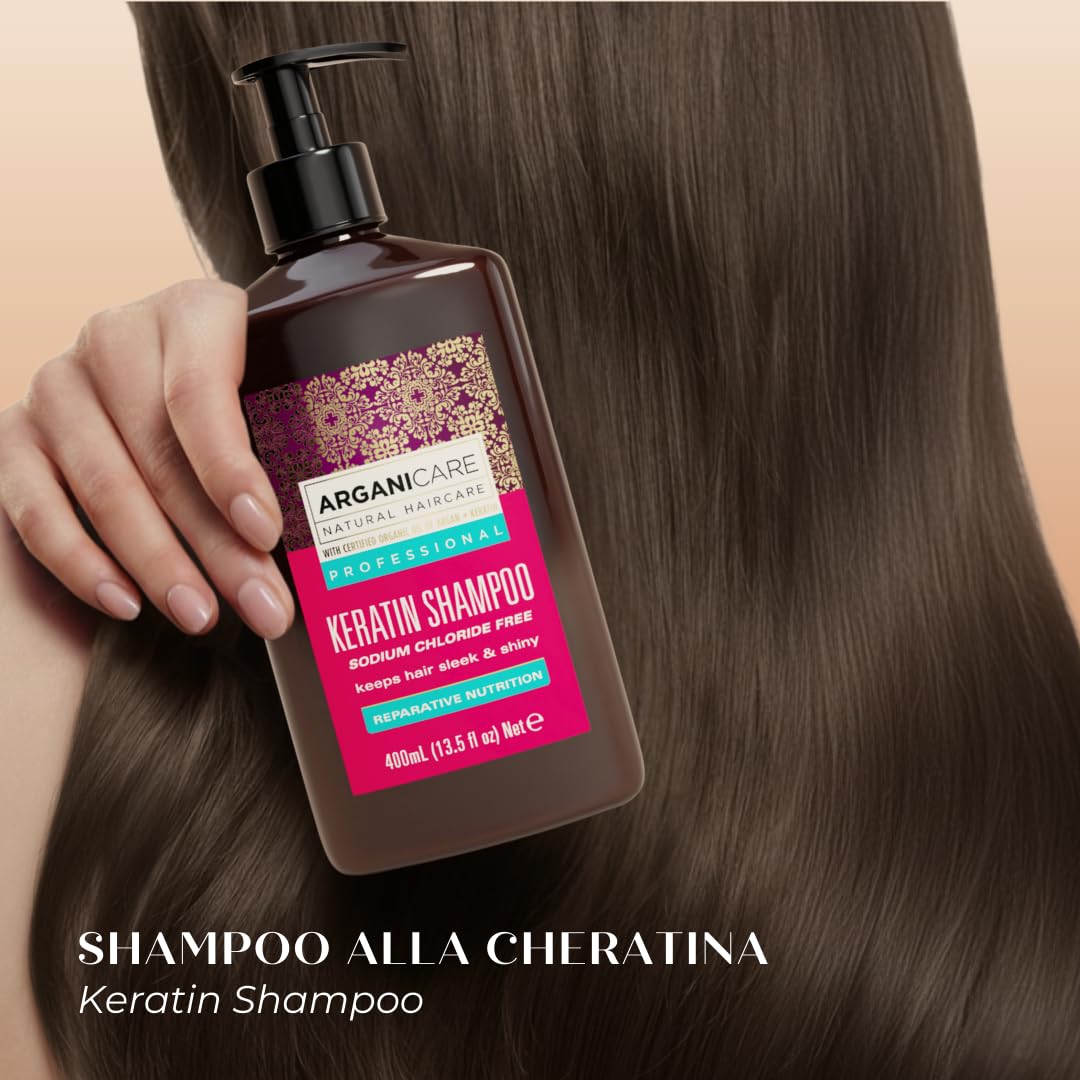 ARGANICARE Shampooing Régénérant Fortifiant Biotine & Huile d’Argan – Vitalité, Nutrition et Résistance – Renforce la Fibre Capillaire – Cheveux Fragilisés et Ternes – 400 mL