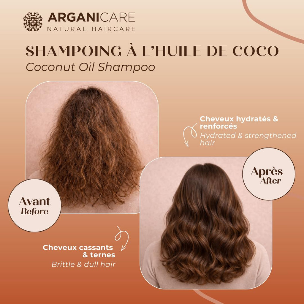 ARGANICARE Shampooing Régénérant Fortifiant Biotine & Huile d’Argan – Vitalité, Nutrition et Résistance – Renforce la Fibre Capillaire – Cheveux Fragilisés et Ternes – 400 mL