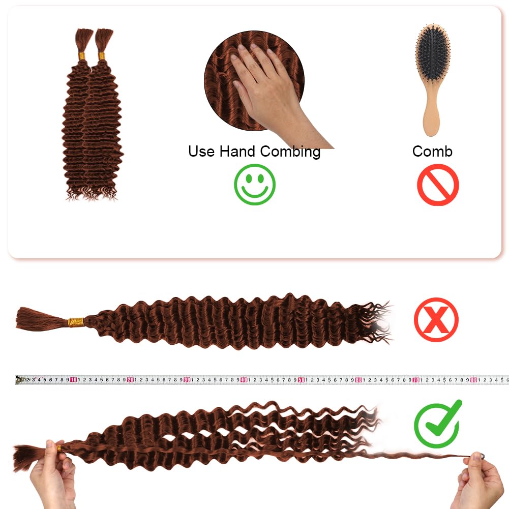 Aomig Cheveux Crochetés Tresses de Bohème, 2PACK/65CM Paquets de Bulk Cheveux Tressés Deep Wave Deep Twist, Meches pour Tresses Africaine, Braids Tissage Synthétique Bresilien (65cm,Noir)