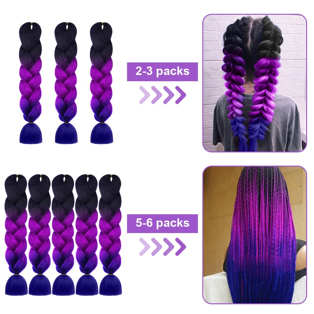 Aomig Rajout Cheveux Tresse, Jumbo Braids Meches, 65cm Extension de Cheveux de Fibre Synthétique pour Crochet Twist Tressage (4 couleurs)