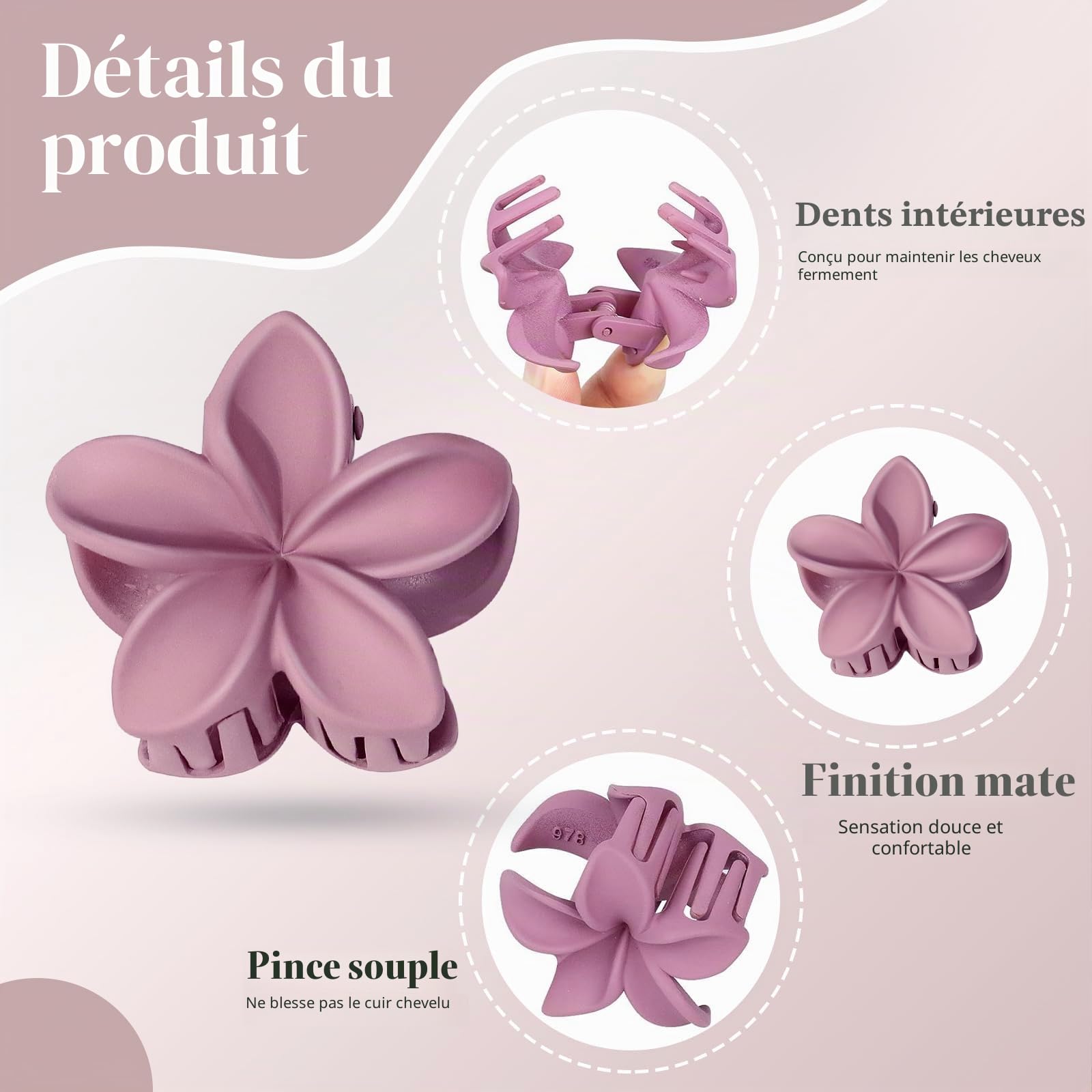 Blooms 6 Pièces Pince Cheveux Fleur, Petite Pince Cheveux Femme Antidérapantes Pince Fleur Cheveux Hawaienne Pinces à Cheveux Flower Hair Clip Accessoires Cheveux Convient Fêtes Plage Vacances