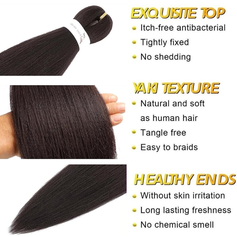 Bouclé Braiding Hair For Boho Braids Meches Rajout Cheveux Tresses For Bohemian Braids Pré-Étirés Meches Pour Tresses Africaine Meche Naturelle Pour Tresse（#Brown ，Total De 6 Packs) ）