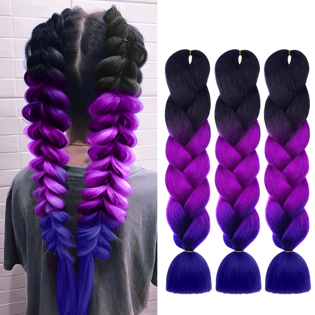 Aomig Rajout Cheveux Tresse, Jumbo Braids Meches, 65cm Extension de Cheveux de Fibre Synthétique pour Crochet Twist Tressage (4 couleurs)