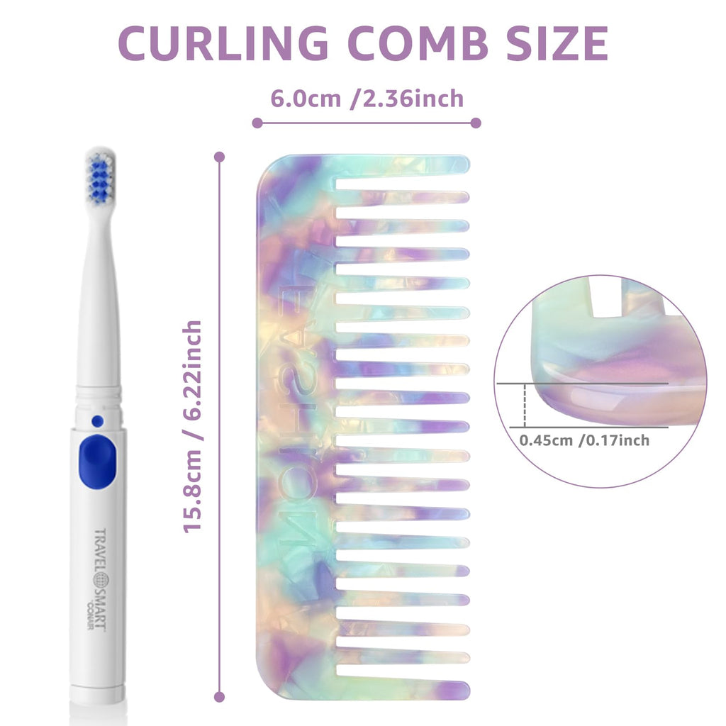 Peigne Démêloir Grosse Dent Large Brosse Cheveux Bouclés Résistant à la Chaleur Peignes Antistatiques en Fibre pour Cheveux Longs Mouillés ou Bouclés pour Femmes Enfants Barbier (Marron/Blanc)