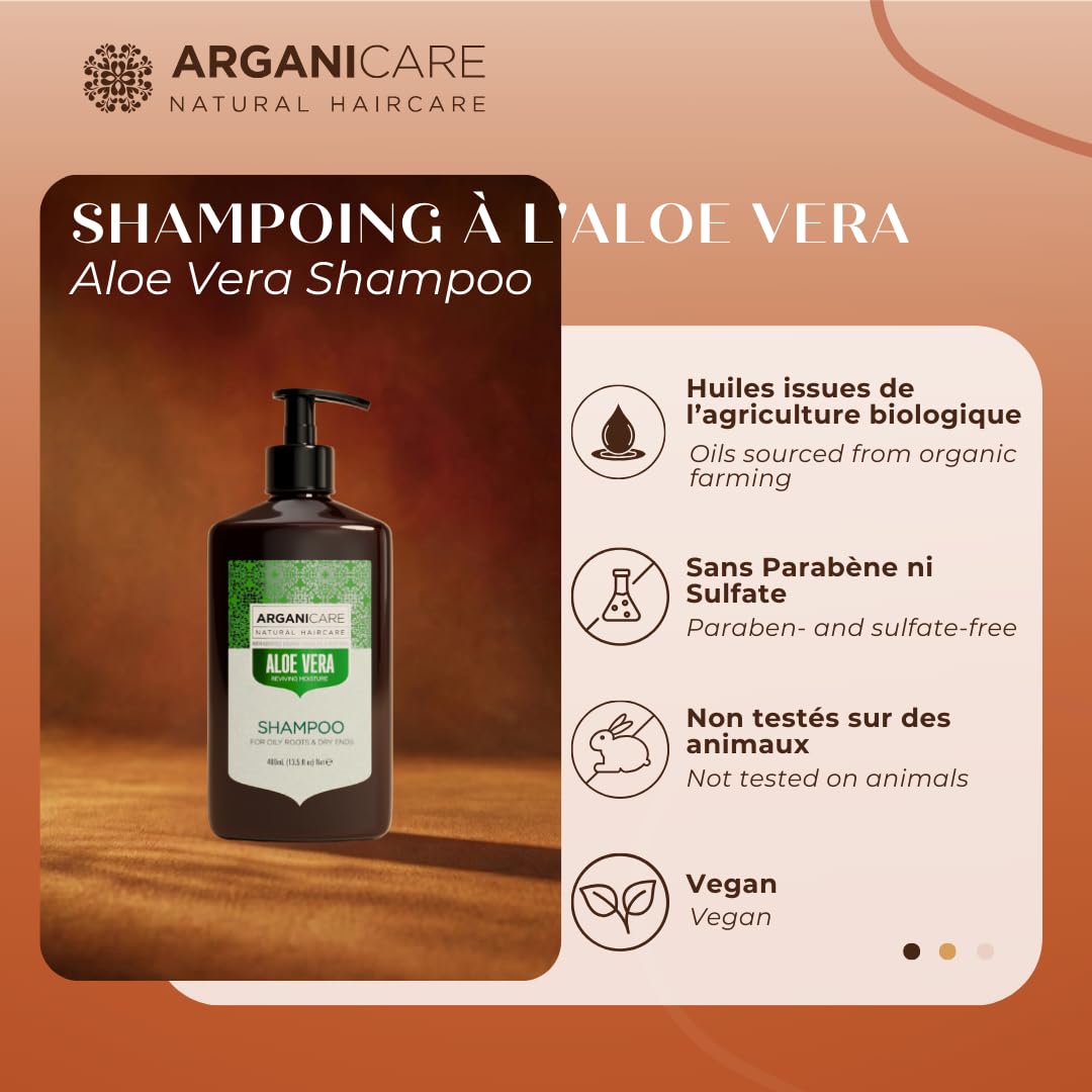ARGANICARE Shampooing Régénérant Fortifiant Biotine & Huile d’Argan – Vitalité, Nutrition et Résistance – Renforce la Fibre Capillaire – Cheveux Fragilisés et Ternes – 400 mL