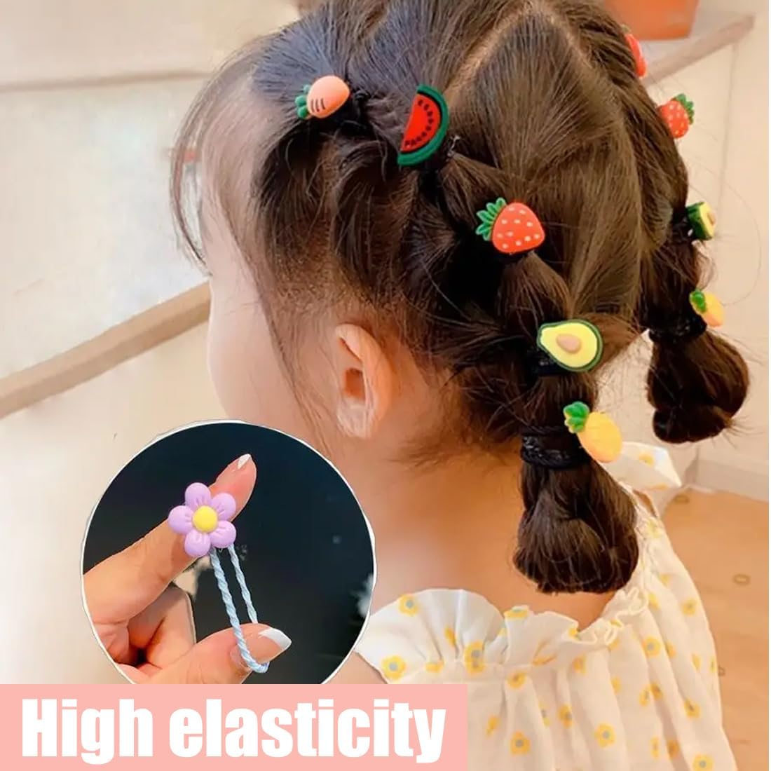 GXGM 100 Pièces Elastique Cheveux Fille, Chouchou Bebe Fille, Accessoires Cheveux Bebe Fille, Bande Élastique de Bande Dessinée Accessoires de Cheveux, Multicolore Élastiques Enfant