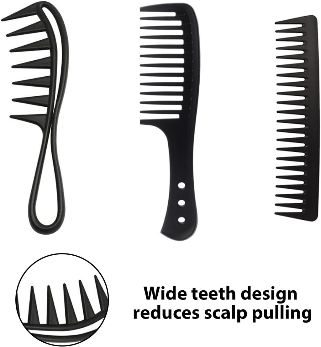 GVSS 4 Pièces Peigne Cheveux Bouclés Noir,Peigne Dent Large,Peigne Afro pour Tous Types de Cheveux,Brosse a Cheveux Homme Antistatiques pour Femme