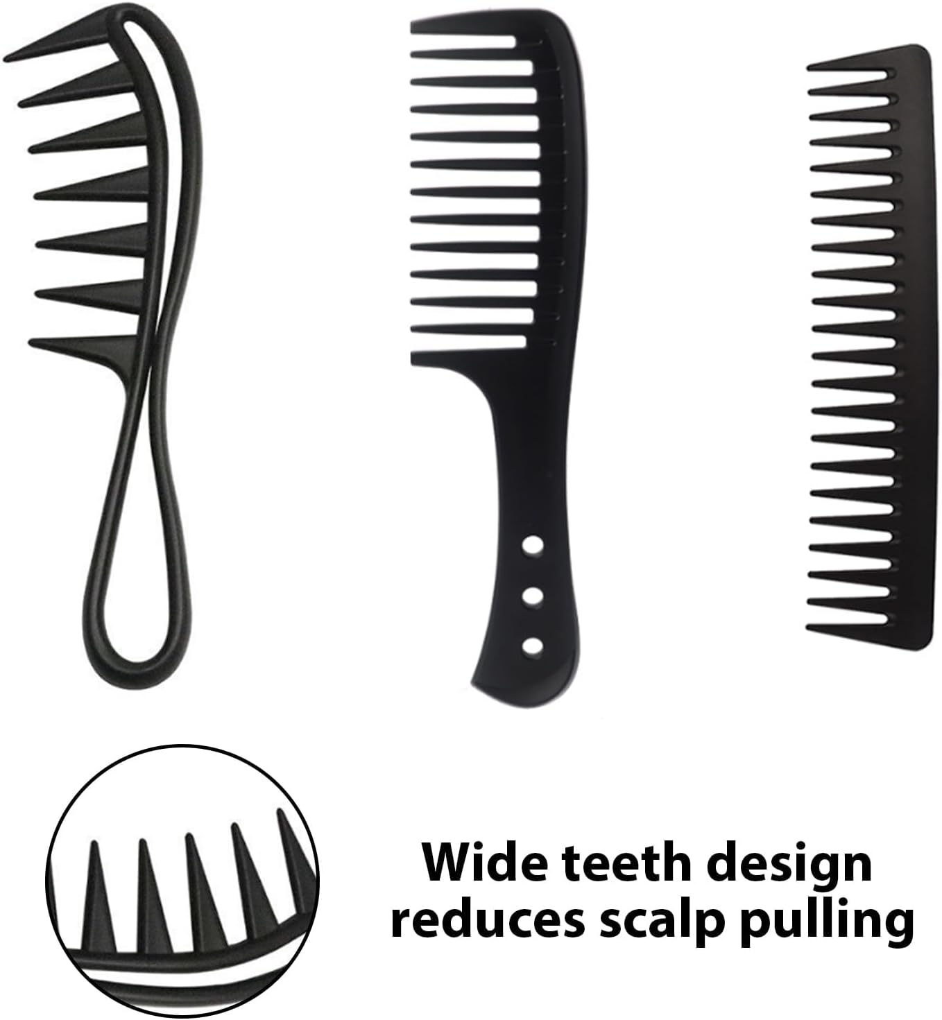 GVSS 4 Pièces Peigne Cheveux Bouclés Noir,Peigne Dent Large,Peigne Afro pour Tous Types de Cheveux,Brosse a Cheveux Homme Antistatiques pour Femme