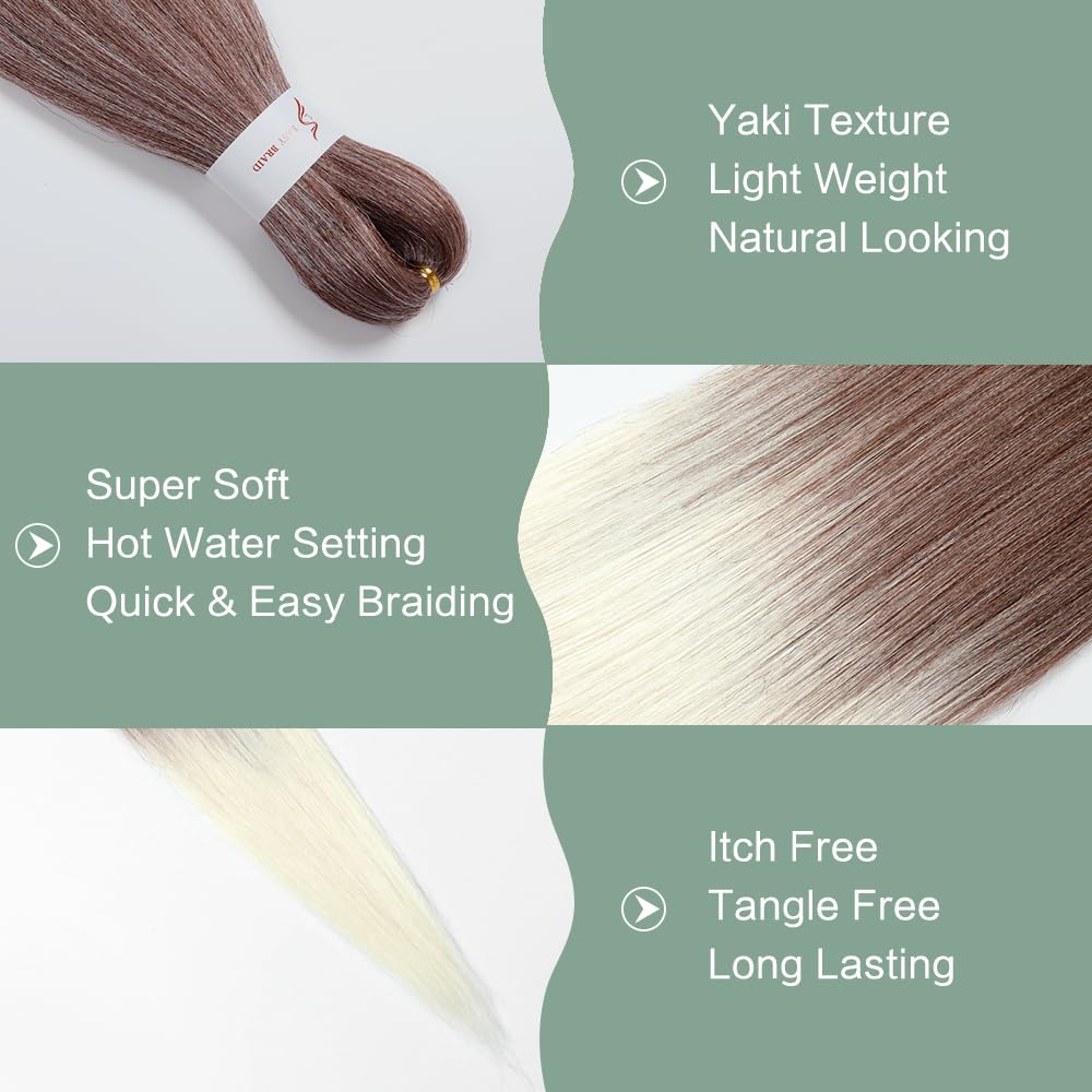 YDDM Meches Pour Tresses Africaine Rose et blanc Rajout Cheveux Tresses Texture Yaki Easy Install pour Debutants 20 Pouces 3 Paquets Cheveux Legers Naturels pour Box Braids Twist Crochet Styles