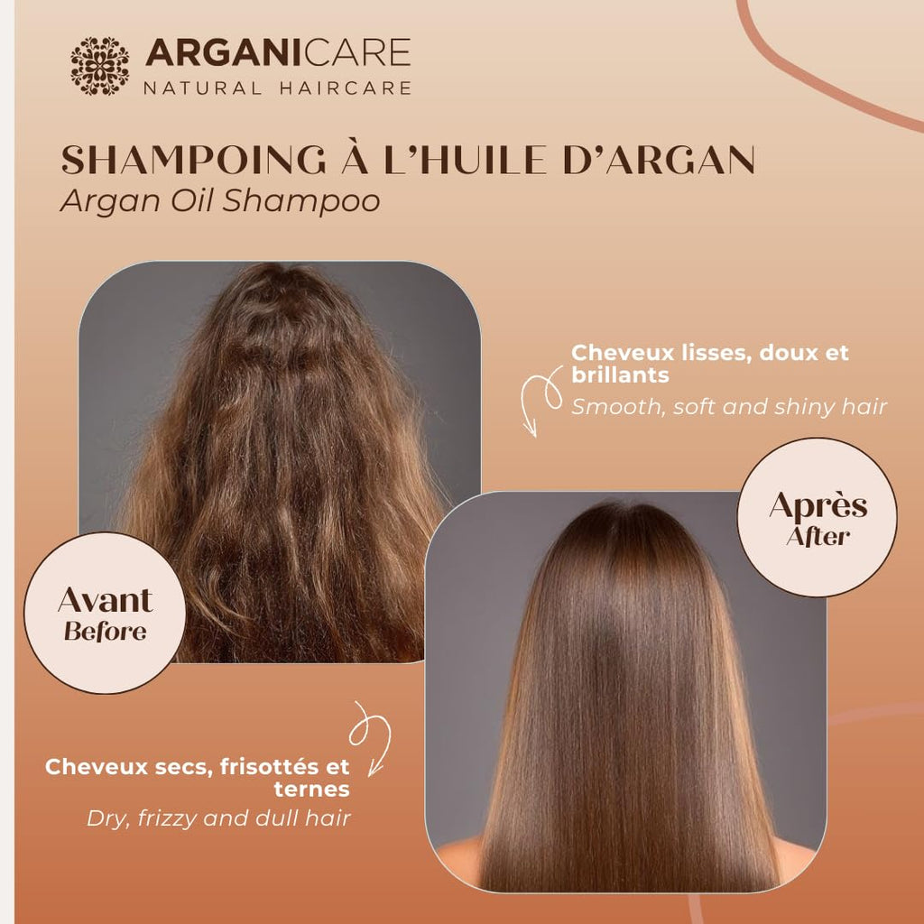 ARGANICARE Shampooing Régénérant Fortifiant Biotine & Huile d’Argan – Vitalité, Nutrition et Résistance – Renforce la Fibre Capillaire – Cheveux Fragilisés et Ternes – 400 mL