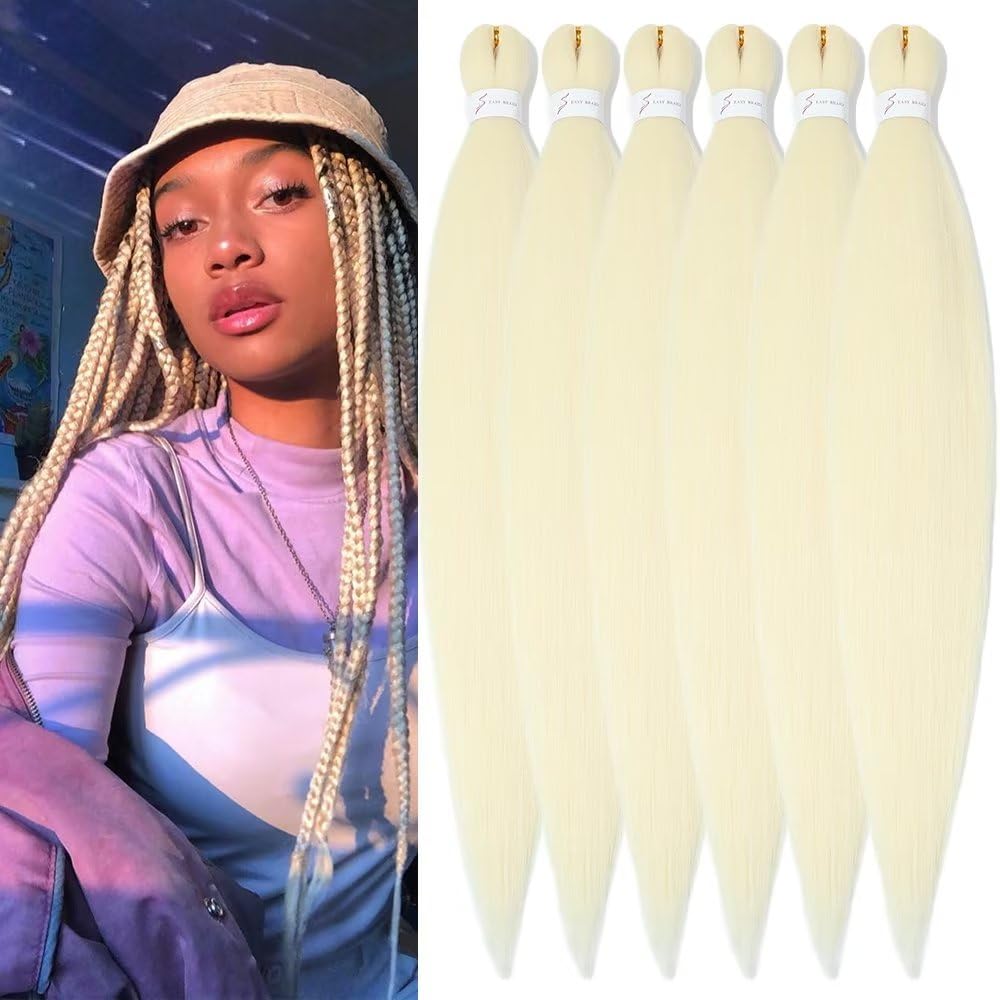 YDDM Meches Pour Tresses Africaine Rose et blanc Rajout Cheveux Tresses Texture Yaki Easy Install pour Debutants 20 Pouces 3 Paquets Cheveux Legers Naturels pour Box Braids Twist Crochet Styles