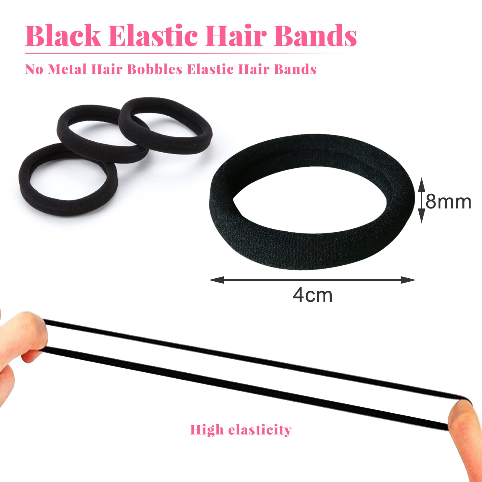 Hanyousheng Elastique Cheveux, 50 Pcs Chouchou Cheveux, 8 mm Elastique Cheveux Epais, Epais en Coton Sans Couture, Hair Elastic Band pour Femmes Hommes et Enfants