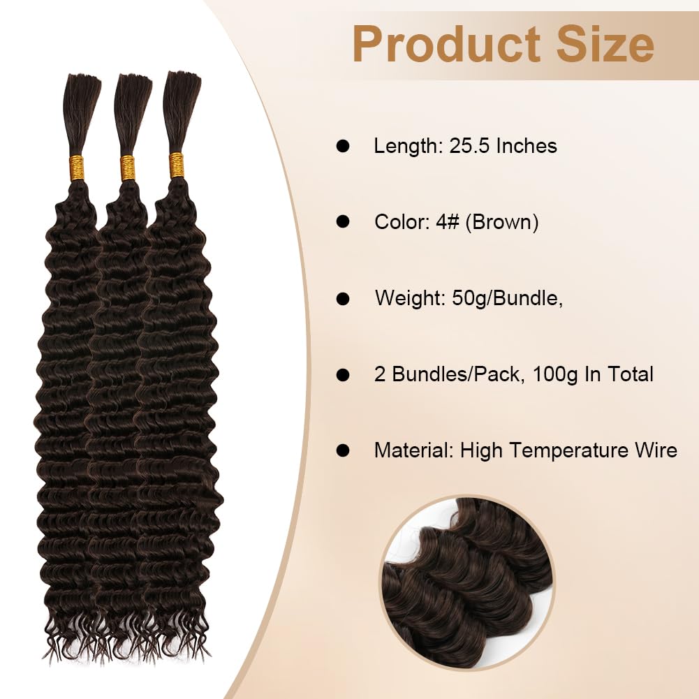 Aomig Cheveux Crochetés Tresses de Bohème, 2PACK/65CM Paquets de Bulk Cheveux Tressés Deep Wave Deep Twist, Meches pour Tresses Africaine, Braids Tissage Synthétique Bresilien (65cm,Noir)